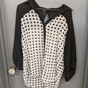 Black white checkered blouse